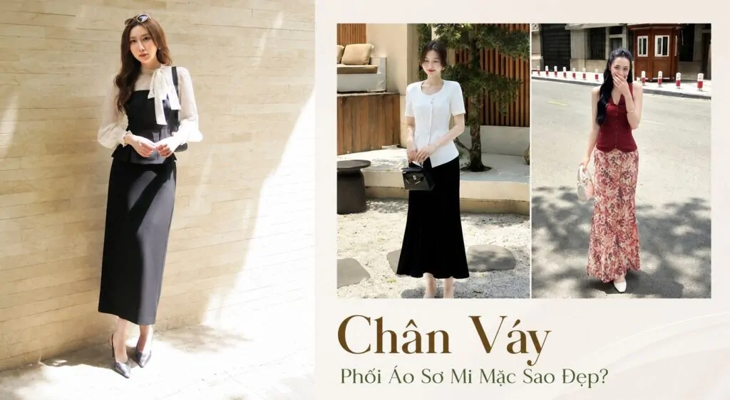 Chân váy phối áo sơ mi